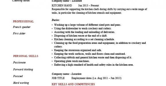 Kitchen Hand Resume Sample Kitchen Hand Resume Cooking Sample Template Example