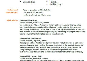 Kitchen Staff Sample Resume Kitchen assistant Cv Example Icover org Uk
