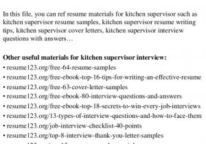 Kitchen Supervisor Resume Sample top 8 Kitchen Supervisor Resume Samples