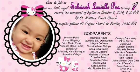 Kitty Party Invitation Card Template Hello Kitty Invitation for Christening and 1st Birthday