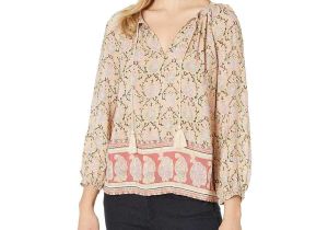 Knitting A Border On A Cardigan Lucky Brand Pink Multi Paisley Border Print Peasant top