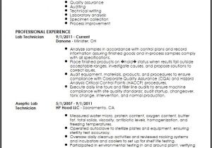 Lab Technician Resume format Word Resume for Lab Technician Resume Sample