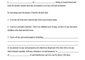 Last Will and Testament Free Template Maryland Last Will and Testament