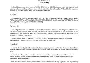 Last Will and Testament Free Template Maryland Last Will and Testament Samples and Templates
