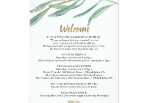 Late Thank You Card Wording Wedding Rustic Greenery Wedding Itinerary Wedding Welcome Program