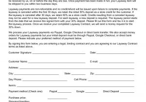 Layaway Contract Template 6 Best Images Of Retail Layaway forms Printable Free