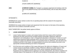 Lease Option Contract Template Equipment Lease Agreement with Option to Purchase Template