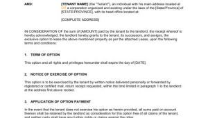 Lease Option Contract Template Option to Lease Agreement Template Word Pdf by