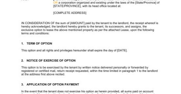 Lease Option Contract Template Option to Lease Agreement Template Word Pdf by