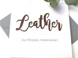 Leather Anniversary Card for Him 3rd Leather Wedding Anniversary Card