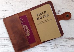 Leather Anniversary Card for Him Personalized Leather Passport Wallet Leather Field Notes