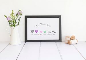 Lee S Flower and Card Shop Inc Family Tree Style A4 Print Hearts Pets Feather