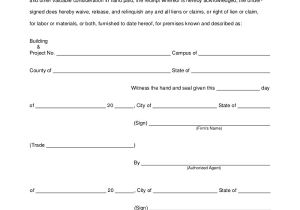 Lein Template 8 Lien Waiver forms Sample Templates