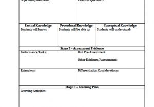 Lessonplan Template the Idea Backpack Unit Plan and Lesson Plan Templates for