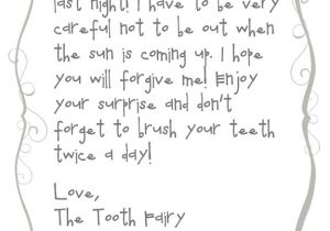 Letter From the tooth Fairy Template forgettful tooth Fairy Free Printable Note