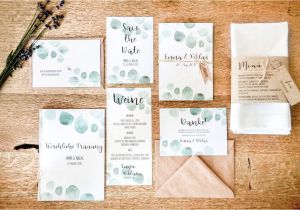Library Card Wedding Guest Book Menu Karte Eukalyptus Papeterie Hochzeit