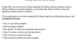 Library Shelver Cover Letter Library Shelver Cover Letter
