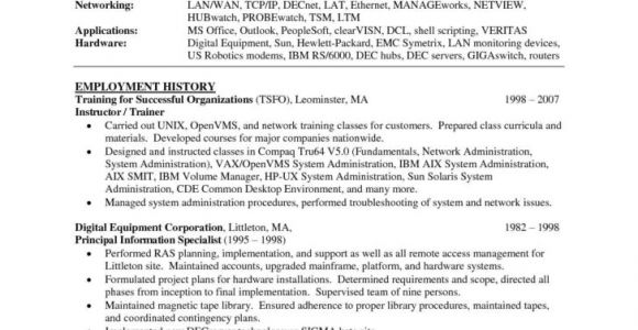 Linux Basic Resume Linux System Administrator Resume Sample