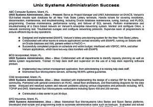 Linux Resume Sample System Administrator Resume Includes A Snapshot Of the