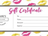 Lipsense Gift Certificate Template Free Sengence Custom Personalized Gold Pink Lips Blank