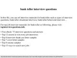 List Job Interview On Resume Bank Teller Interview Questions
