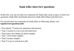 List Job Interview On Resume Bank Teller Interview Questions