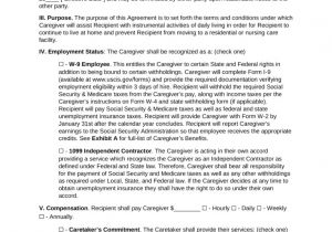 Live In Caregiver Contract Template Free Caregiver Contract Agreement Pdf Word Eforms