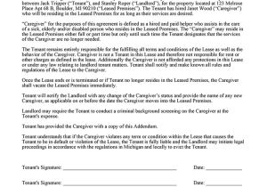 Live In Caregiver Contract Template Live In Caregiver Addendum Ez Landlord forms