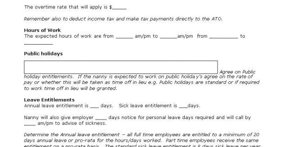 Live In Nanny Contract Template Nanny Contract Template Nanny Agreement Template Nanny