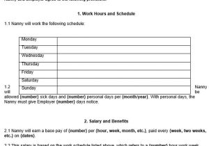 Live In Nanny Contract Template Sample Nanny Contract