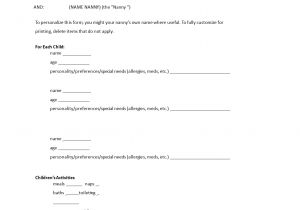 Live Out Nanny Contract Template Contract form for Living Out Nanny Templates at