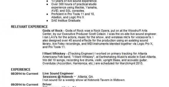Live sound Engineer Resume Live sound Engineer Resume Sample Engineering Resumes