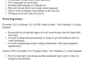 Live sound Engineer Resume Professional Audio Engineer Templates to Showcase Your