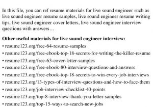 Live sound Engineer Resume top 8 Live sound Engineer Resume Samples