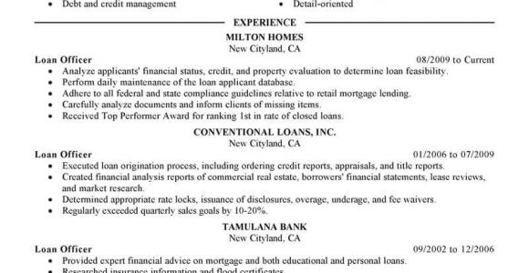 Loan Officer Resume Sample Best Loan Officer Resume Example Livecareer