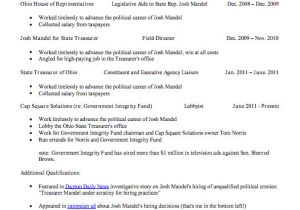 Lobbyist Resume Sample Joel Riter 39 S Resume Learn More About Josh Mandel 39 S Crony