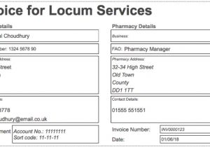 Locum Contract Template Locum Pharmacist Invoice Example Template Locate A