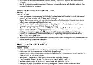 Logistics Analyst Resume Sample Logistics Management Analyst Resume Samples Velvet Jobs