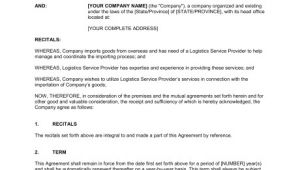 Logistics Contract Template Contract for Logistics Services Template Sample form