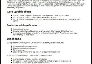 Logistics Manager Resume Word format Logistics Officer Cv Sample Myperfectcv