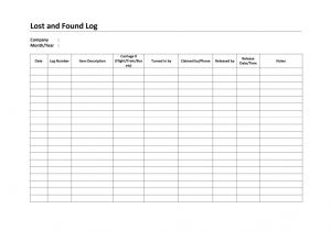 Lost and Found Email Template Lost and Found Log