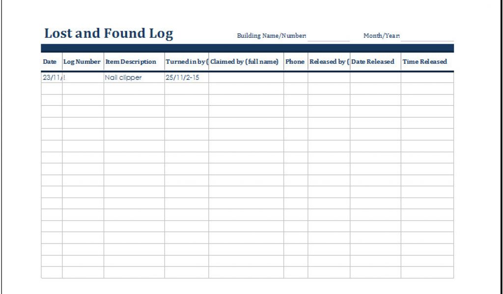 Lost and Found Email Template Lost and Found Log Template for Ms Excel ...