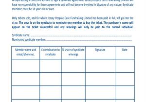 Lottery Syndicate Agreement Template Word Sample Lottery Syndicate Agreement forms 8 Free
