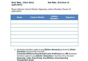 Lottery Syndicate Contract Template Sample Lottery Syndicate Agreement forms 8 Free