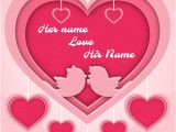 Love Card with Name Edit Beautiful Pink Romantic Heart Love Card with Name