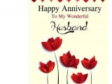 Love Greeting Card with Name Happy Anniversary to My Wonderful Husband Greeting Card