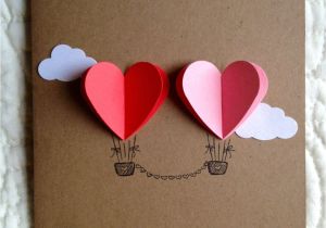 Love Heart Pop Up Card Couple Heart Hot Air Balloon Card Red Pink Cards