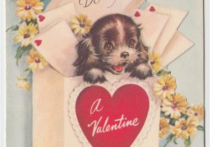 Love Note for Birthday Card Vintage Greeting Card Valentine Puppy Dog Mailbox Cute Rust