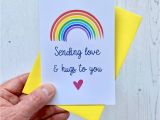 Love or From On Card Sending Love and Hugs Rainbow Card