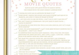Love Quotes to Write In A Wedding Card Romantic Movie Quotes Bridal Shower Game Match the Movie